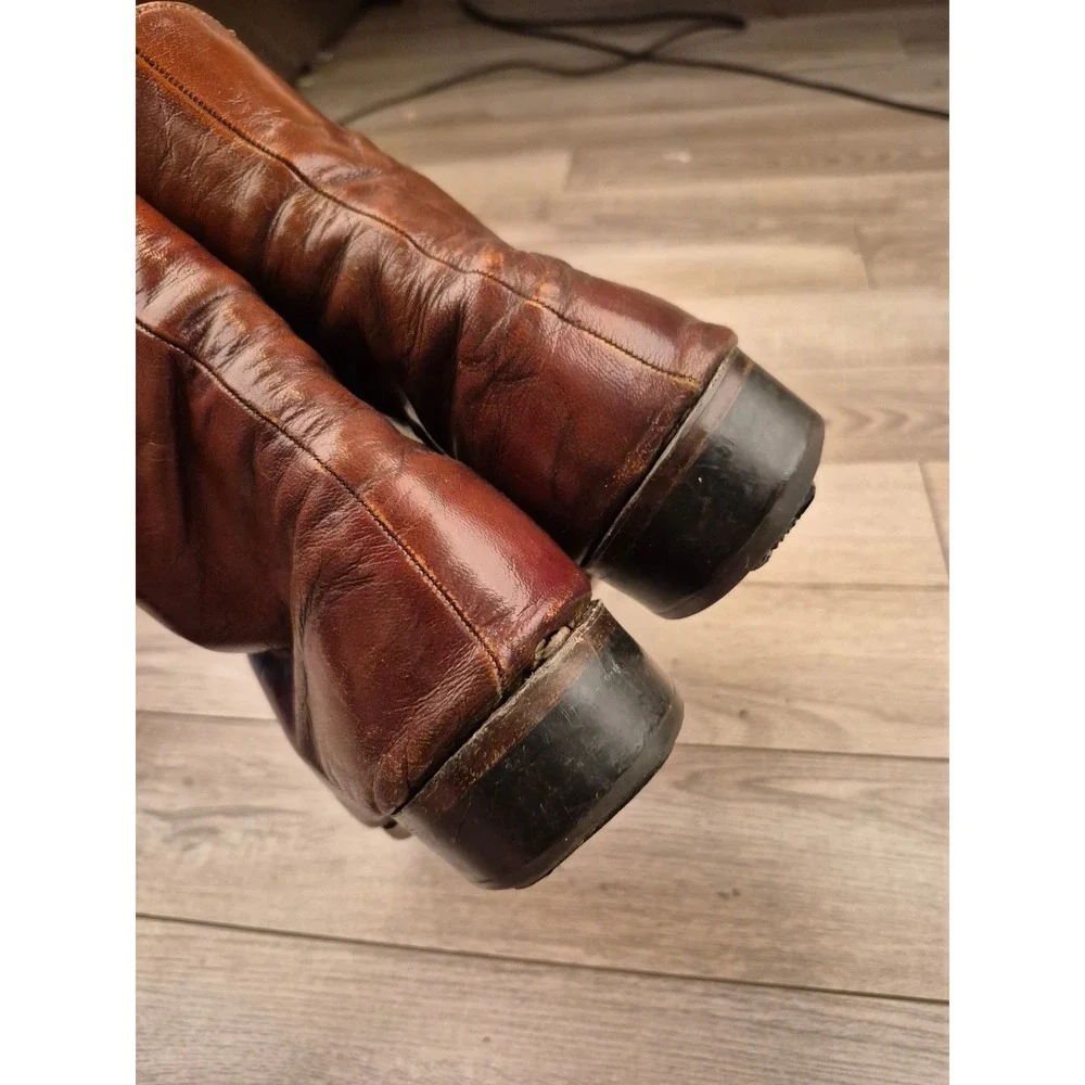 Florsheim‎ Imperial Brown Leather Side Zip Duke Bike Toe Dress Boots Sz 14 D VTG